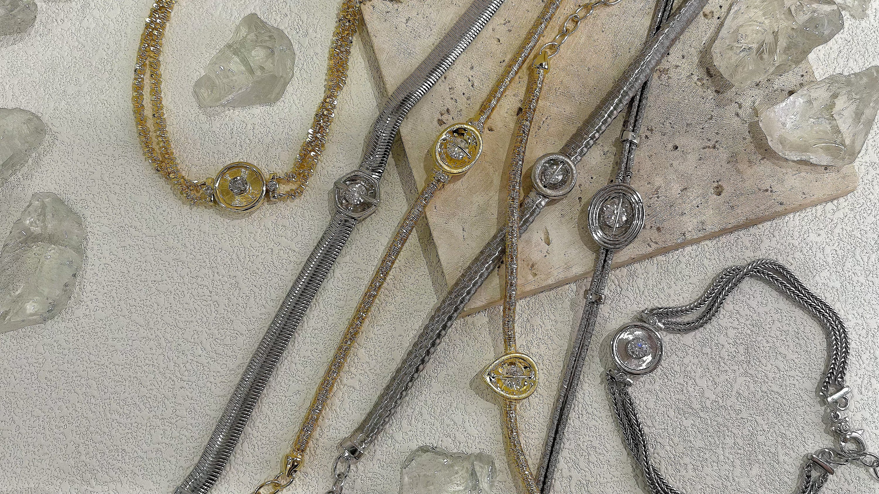 Dynamic Diamond Bracelet: The Luxury Moving Gem Bracelet with Handmade Brushed Weave