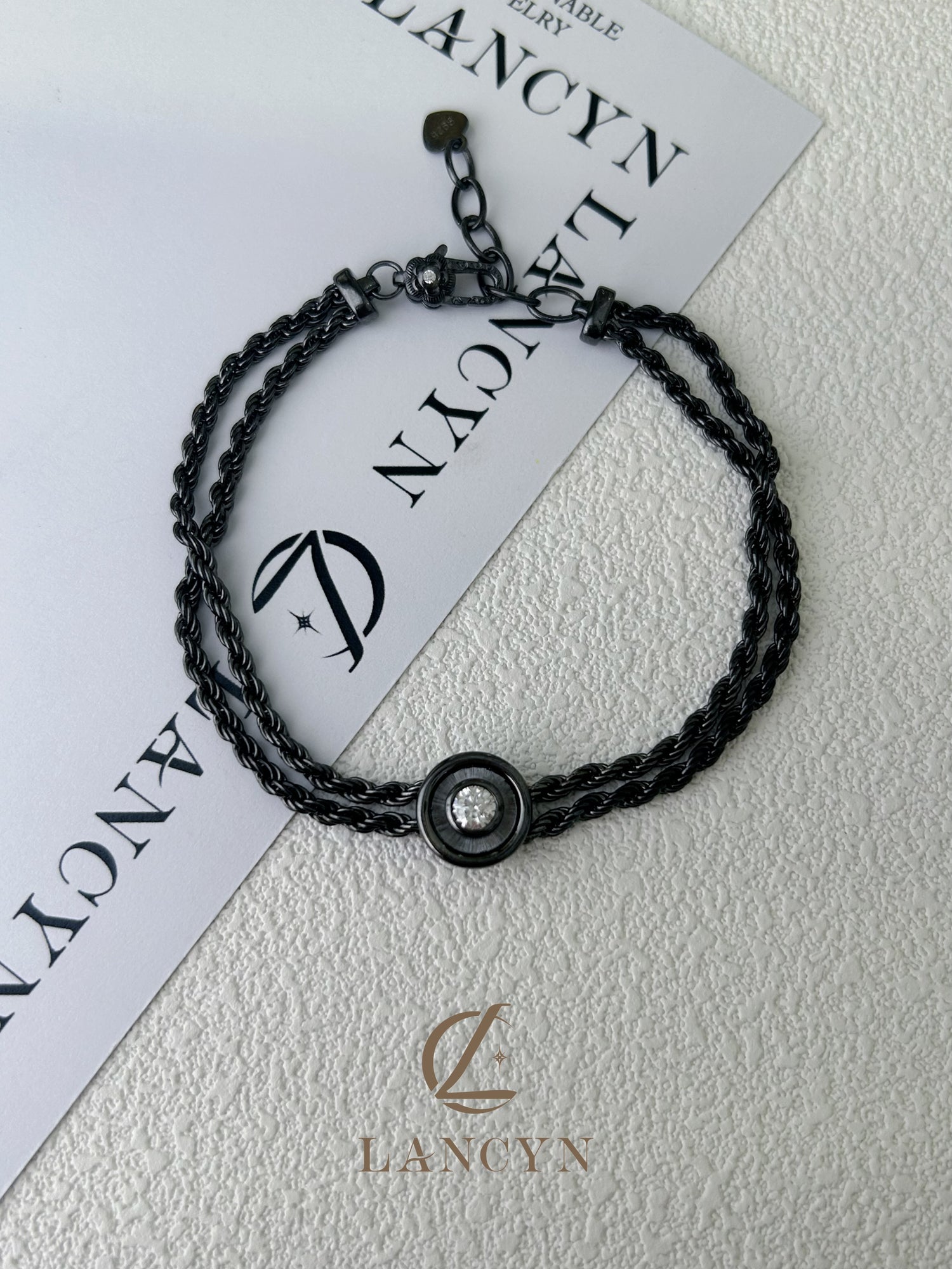 Obsidian Layered Twisted Bracelet
