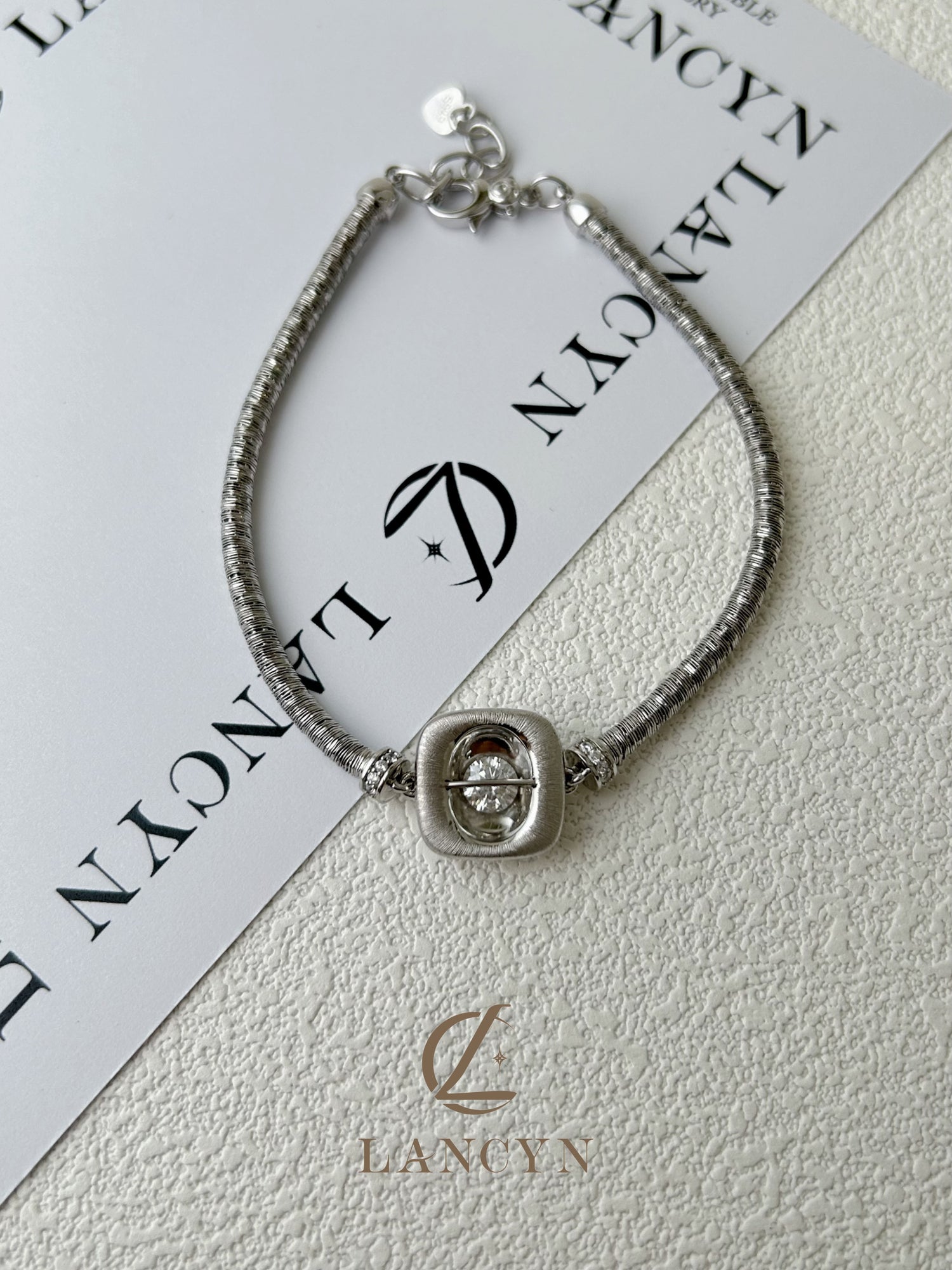 Silver Square Halo Dancing Crystal