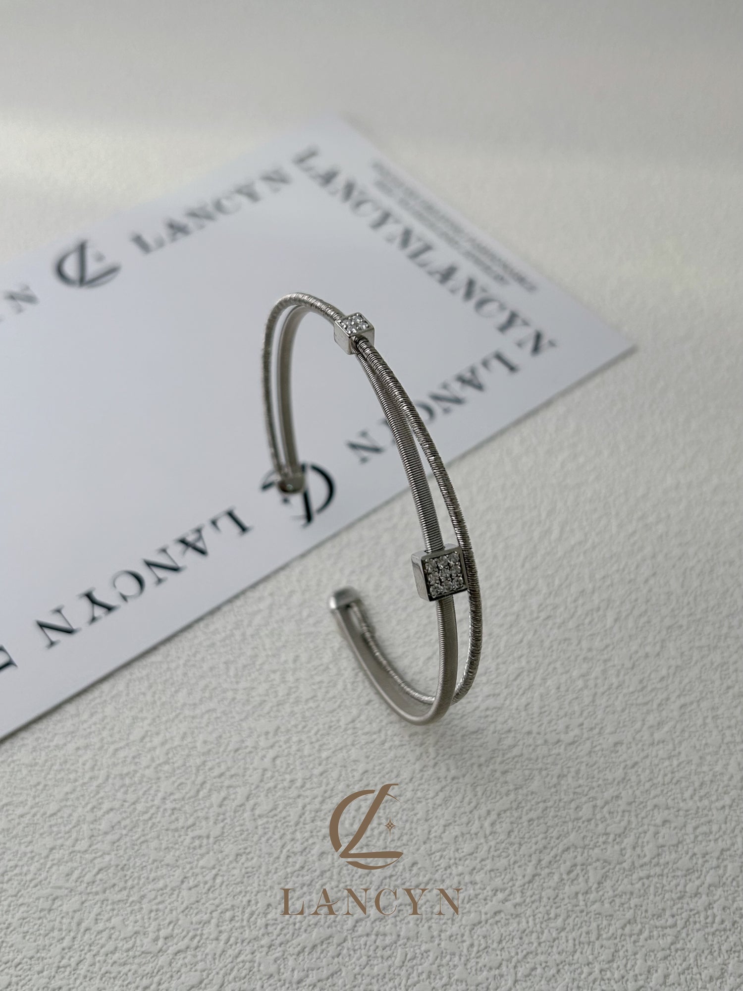 Argent Geometric Duo Crystal Cuff