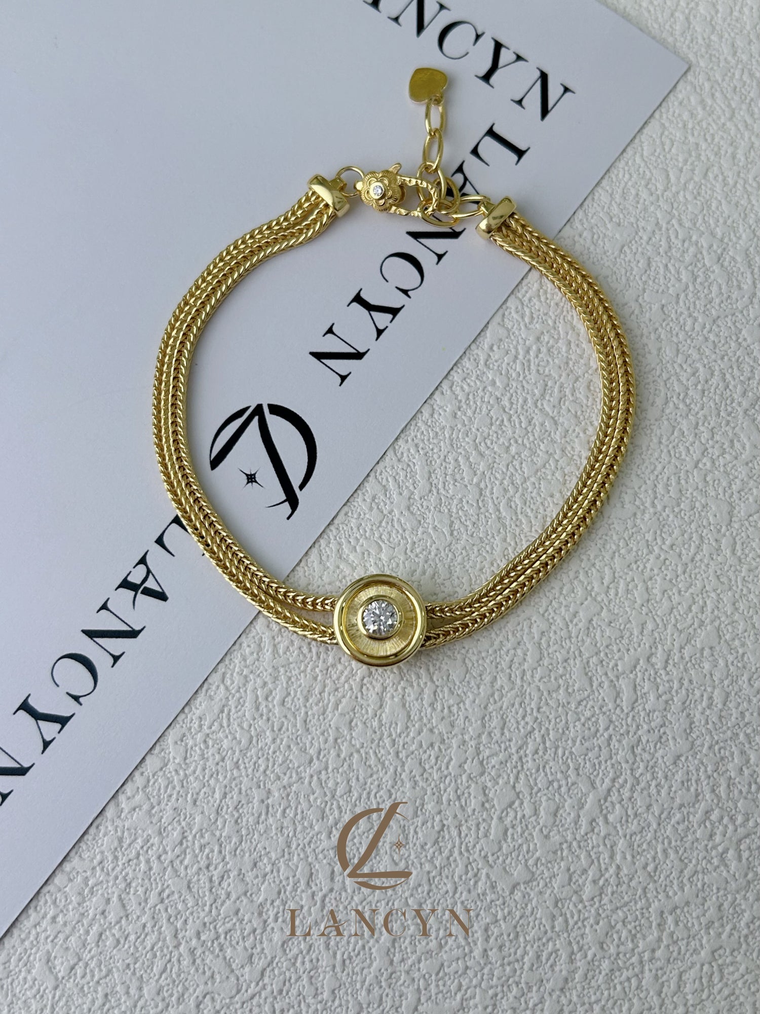 Scaled Solar Halo Gold Bracelet（Double-stranded）