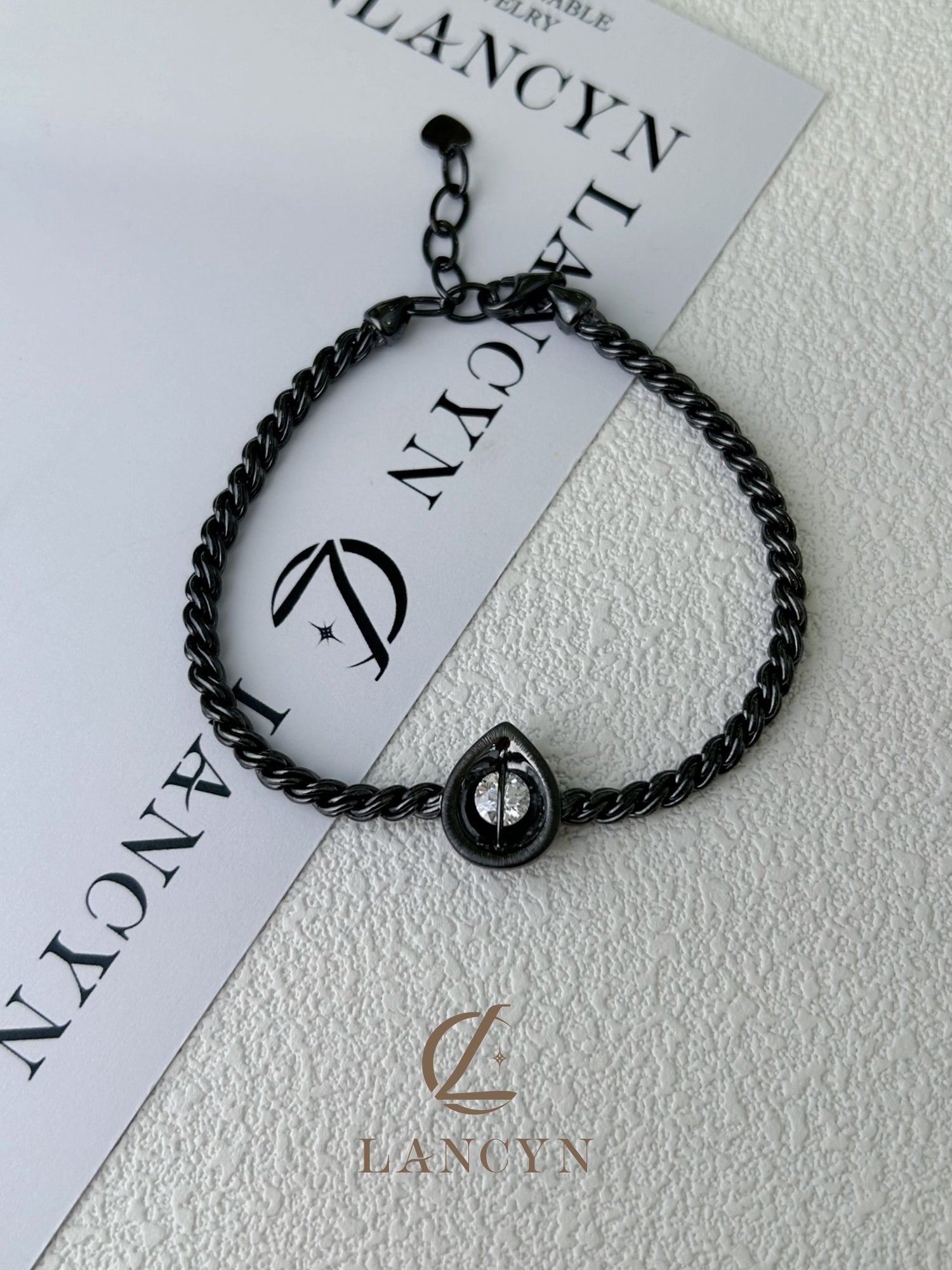 Obsidian Teardrop Twisted Bracelet