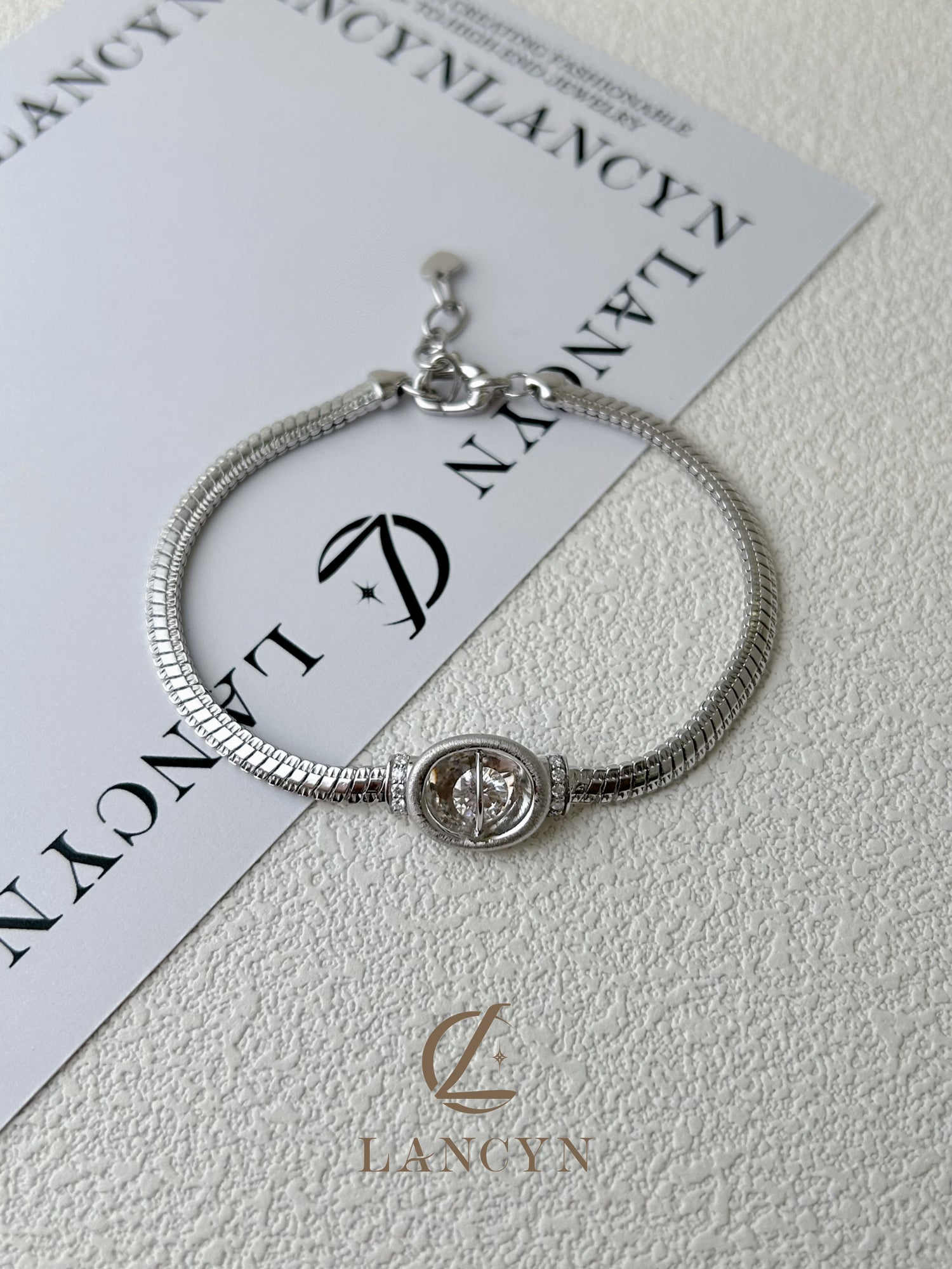 Silver Oval Halo Dancing Crystal