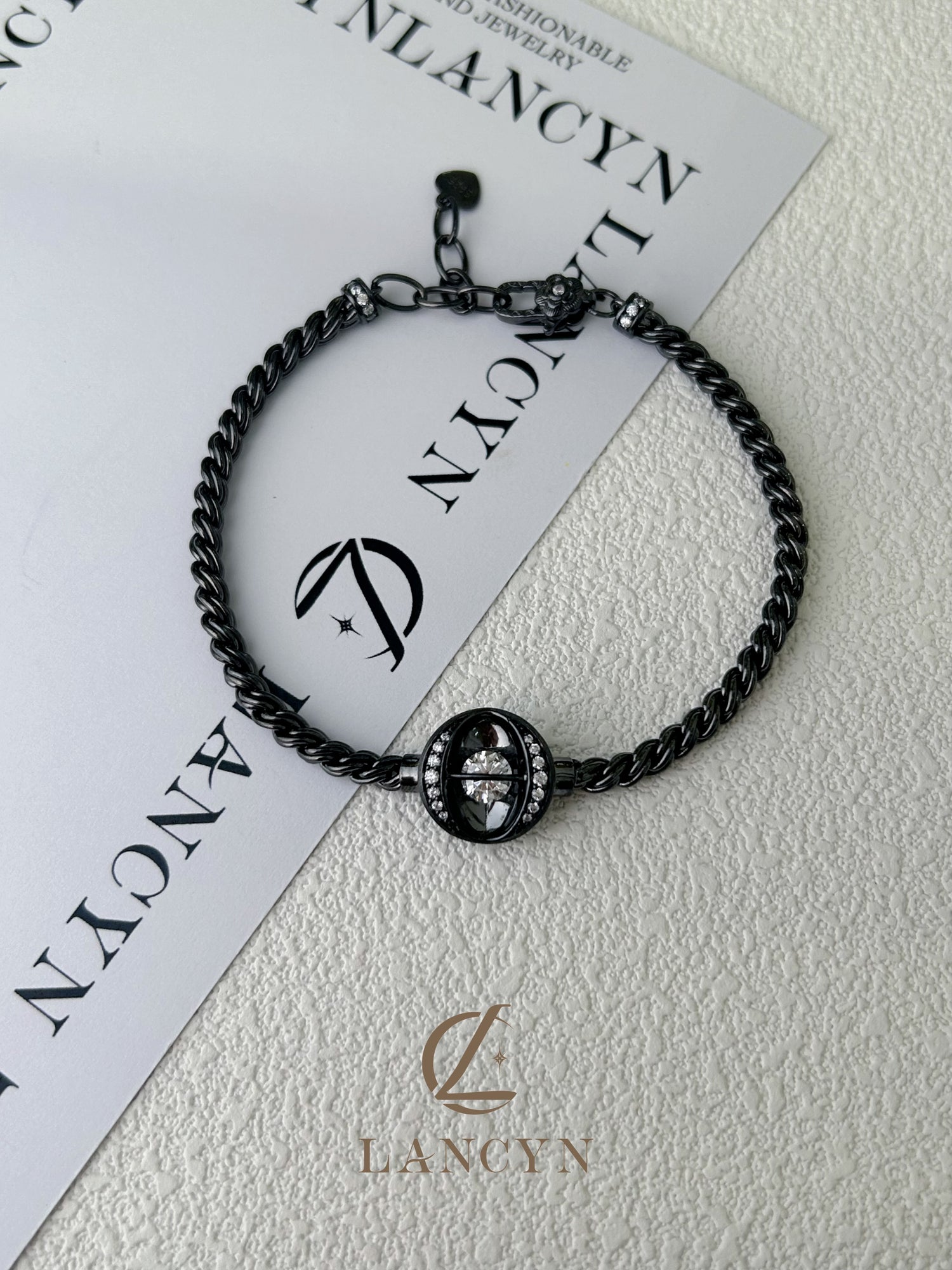 Jet Black Twisted Crystal Bracelet
