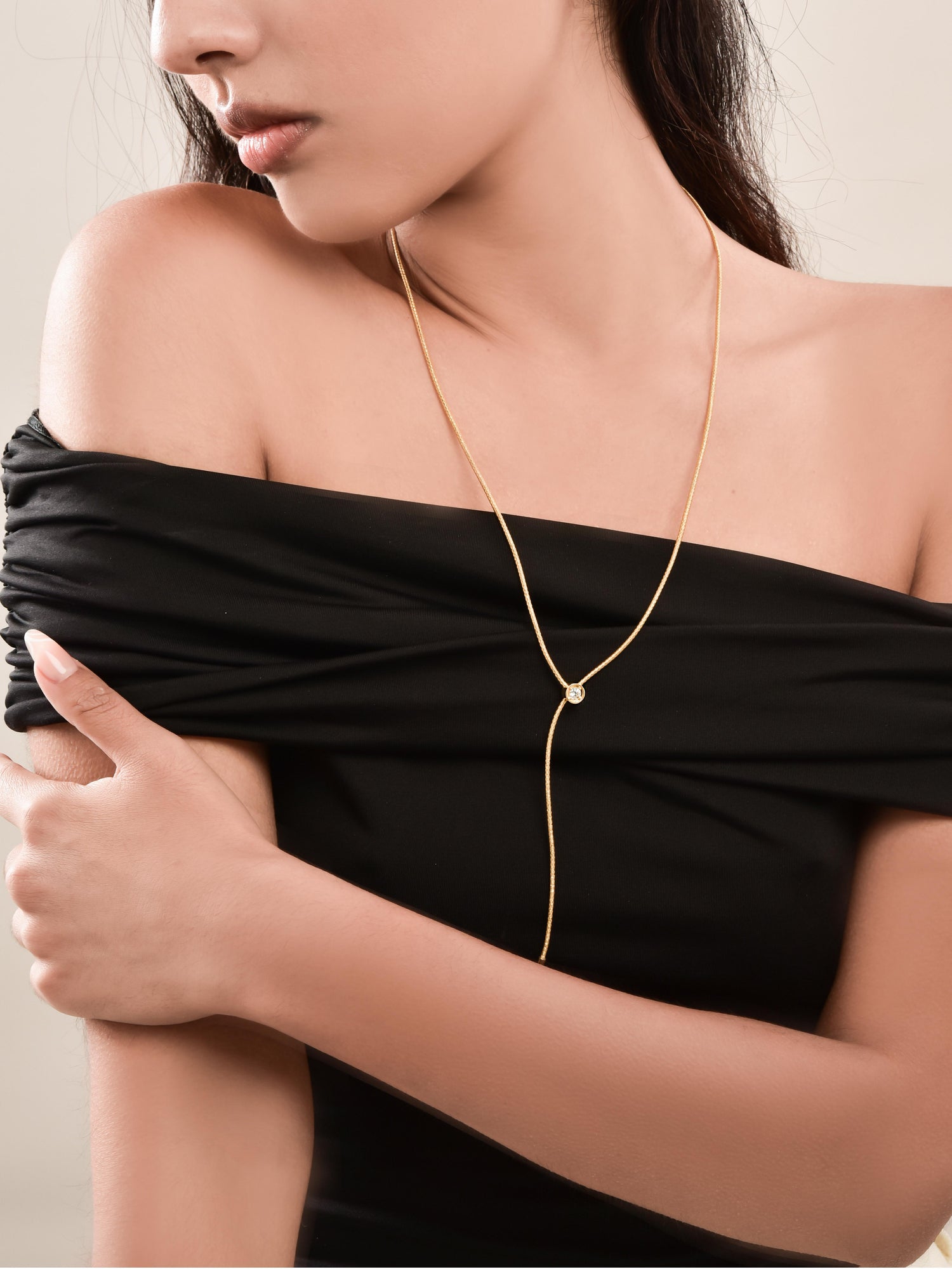 Aureate Slider Solitaire Crystal Necklace