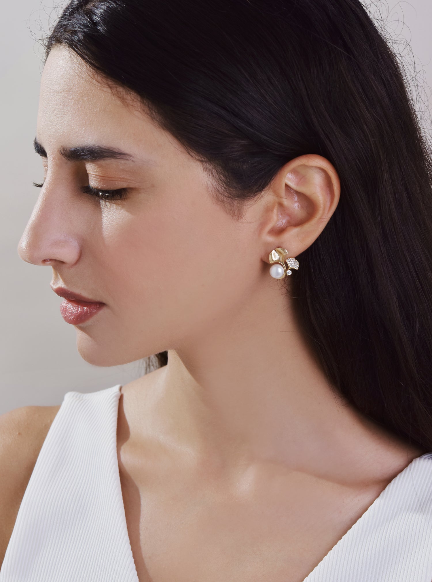 Ginkgo Flower Pearl Earrings