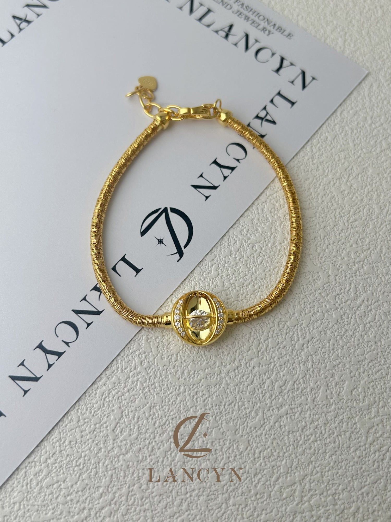 Golden Oval Halo Dancing Crystal