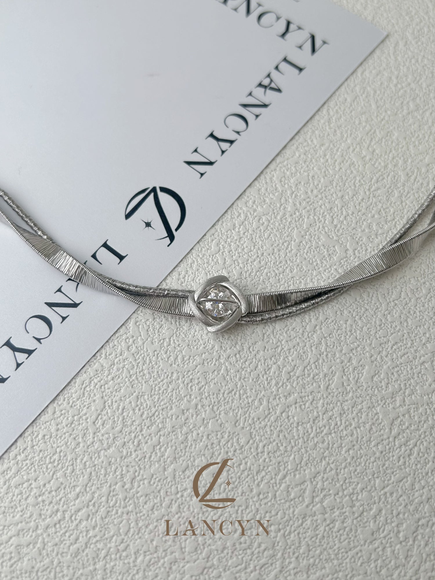 Silver Knot Solitaire Crystal