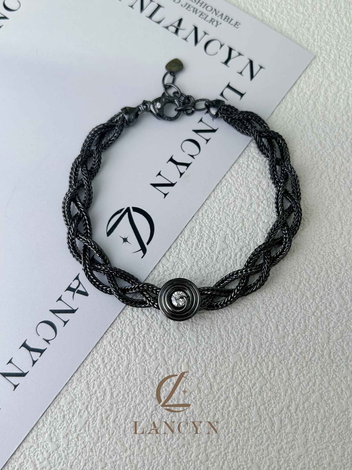 Obsidian Multi-Braided Spiral Bracelet
