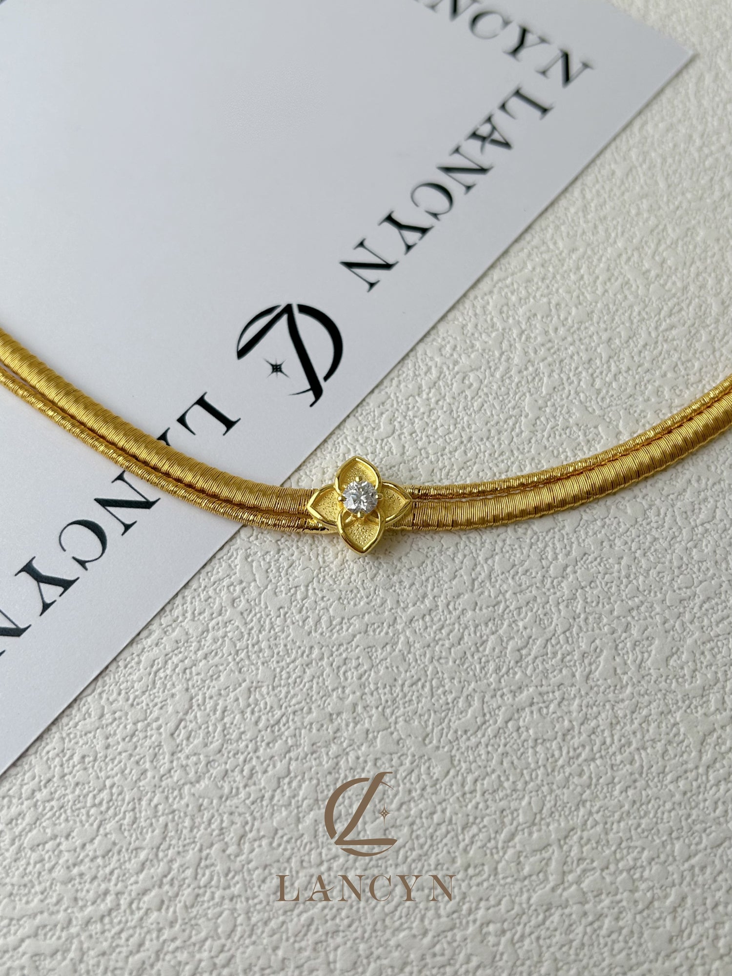 Golden Floral Solitaire Crystal