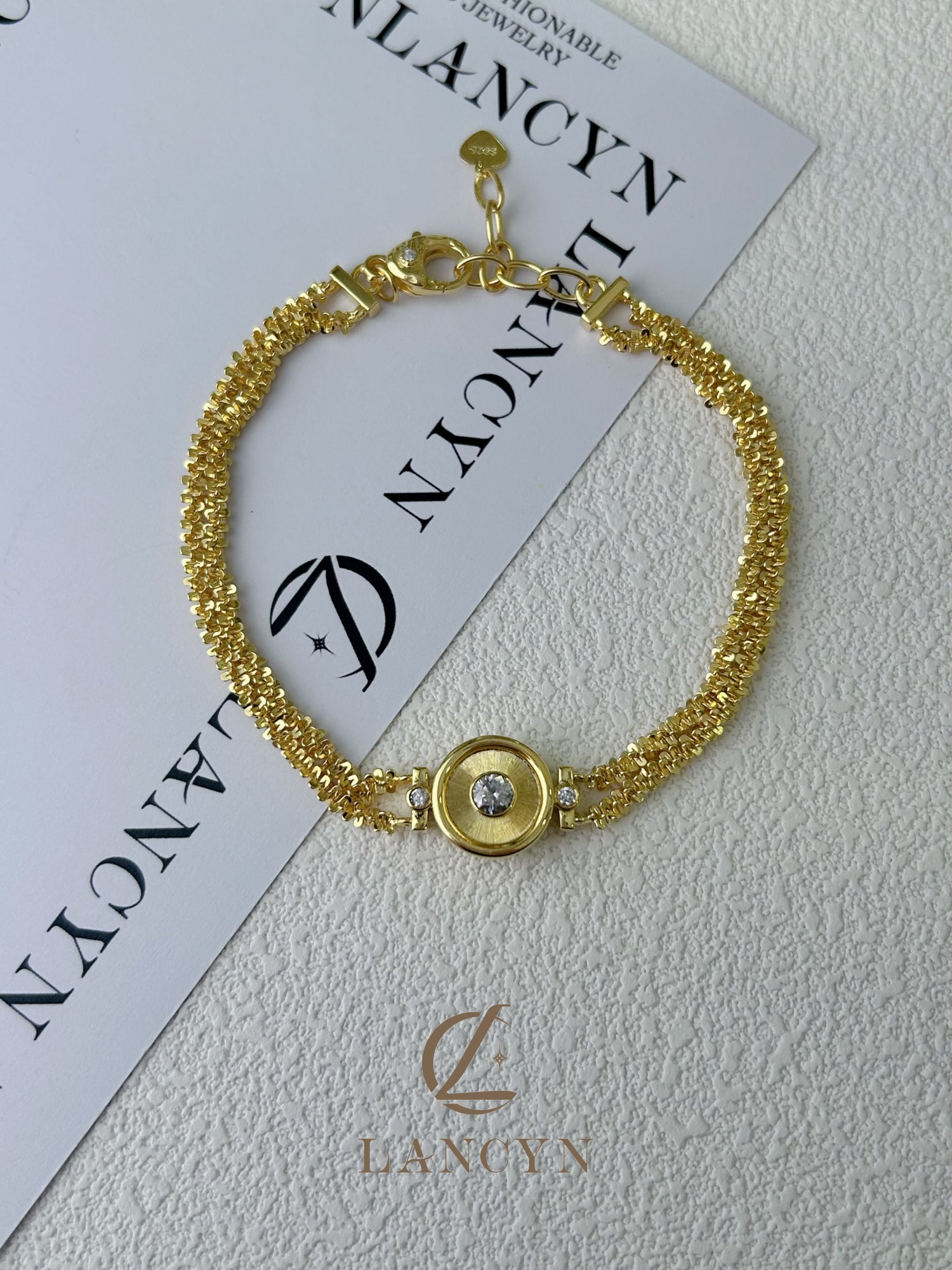Scaled Solar Halo Gold Bracelet