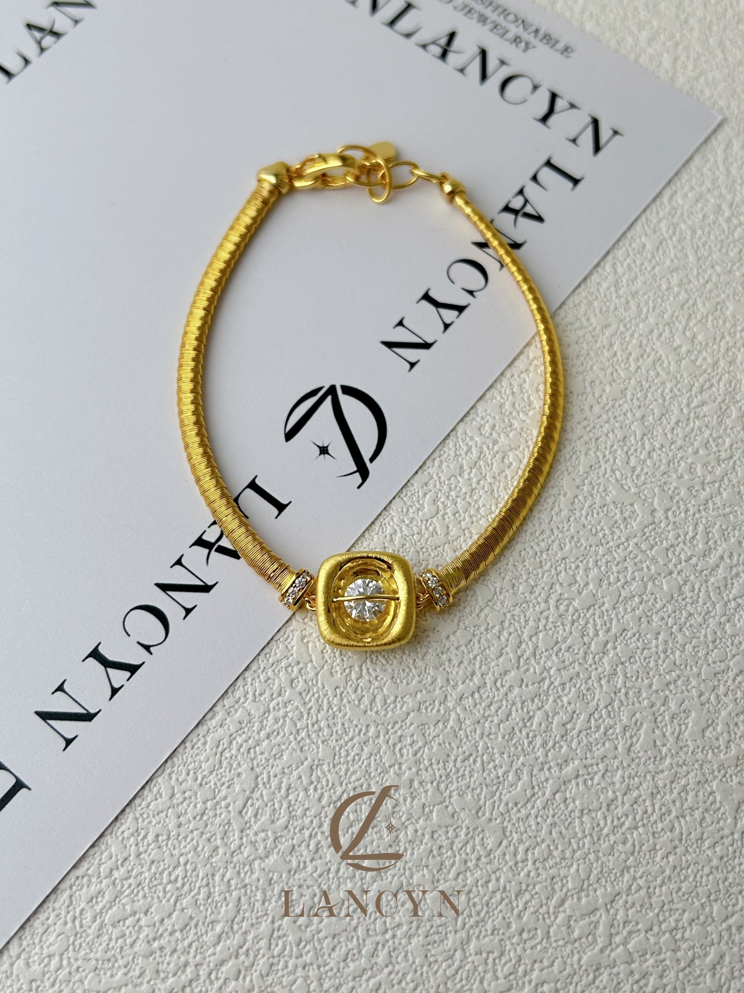 Golden Square Halo Dancing Crystal